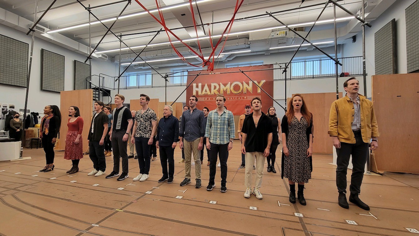 The Broadway cast of Harmony at a sneak preview event